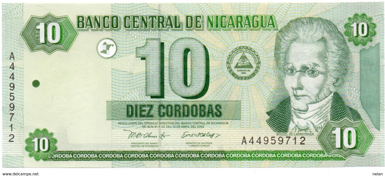 NICARAGUA 10 CORDOBAS 2002 P-191 UNC - Nicaragua