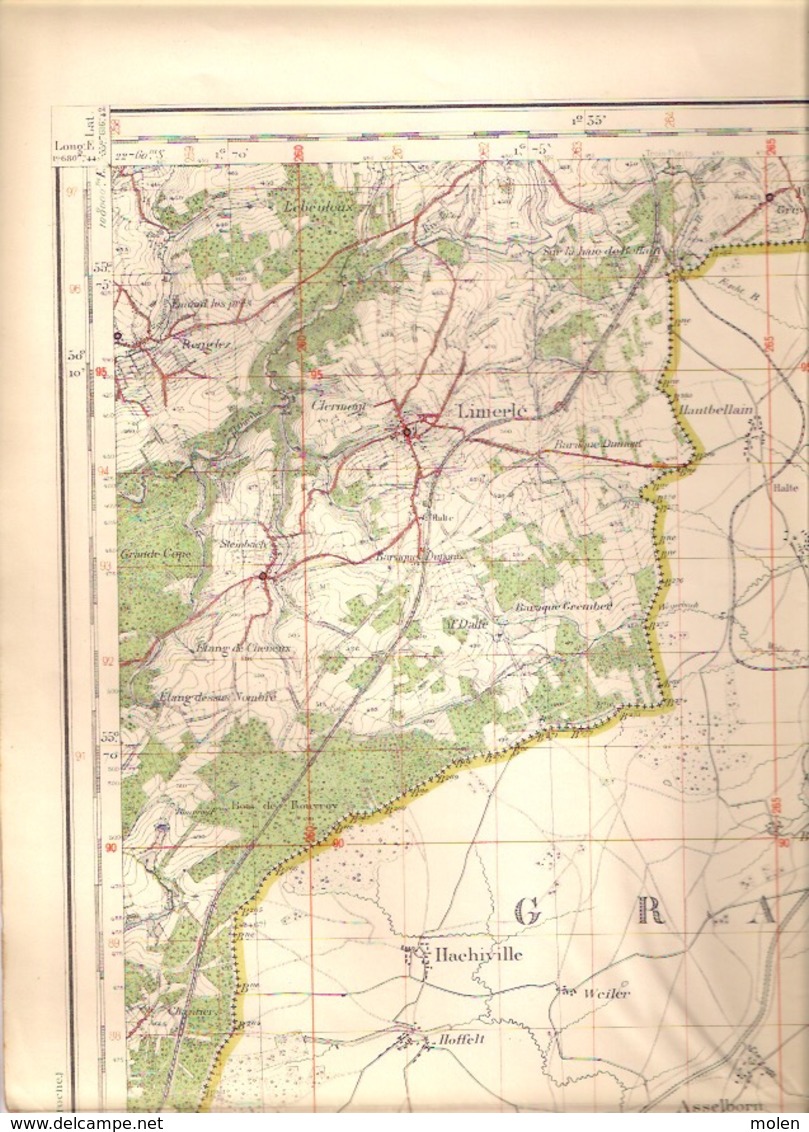 LIMERLE Gouvy Mesure 1872-1925 CARTE D ETAT-MAJOR 61 CLERVAUX DASBURG NEUERBURG HOSINGEN TROISVIERGES HACHIVILLE S417 - Gouvy