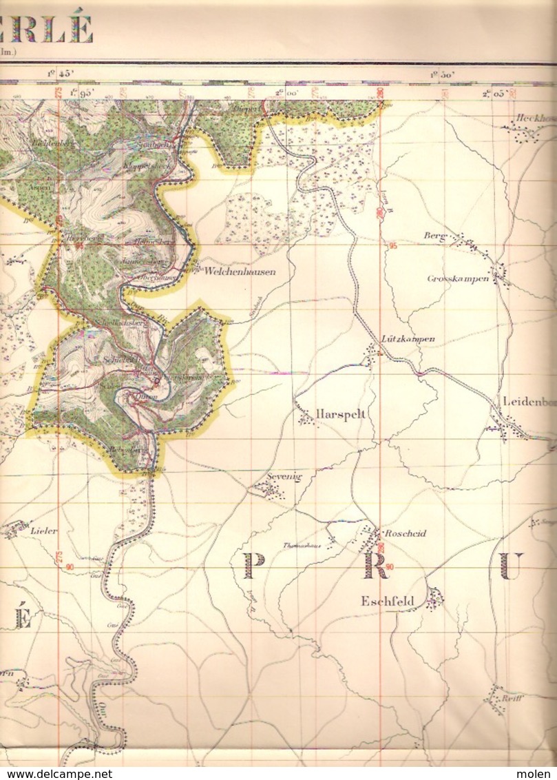 LIMERLE Gouvy Mesure 1872-1925 CARTE D ETAT-MAJOR 61 CLERVAUX DASBURG NEUERBURG HOSINGEN TROISVIERGES HACHIVILLE S417 - Gouvy