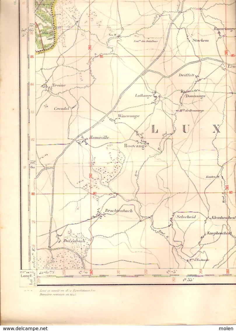 LIMERLE Gouvy Mesure 1872-1925 CARTE D ETAT-MAJOR 61 CLERVAUX DASBURG NEUERBURG HOSINGEN TROISVIERGES HACHIVILLE S417