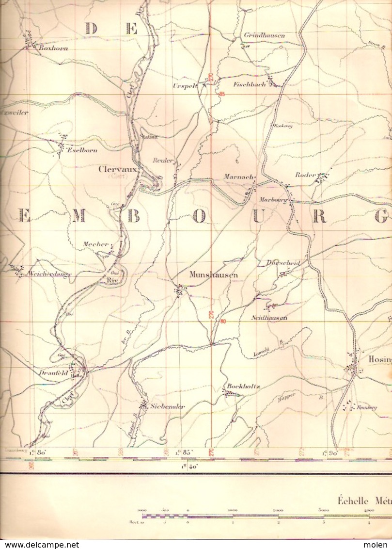 LIMERLE Gouvy Mesure 1872-1925 CARTE D ETAT-MAJOR 61 CLERVAUX DASBURG NEUERBURG HOSINGEN TROISVIERGES HACHIVILLE S417