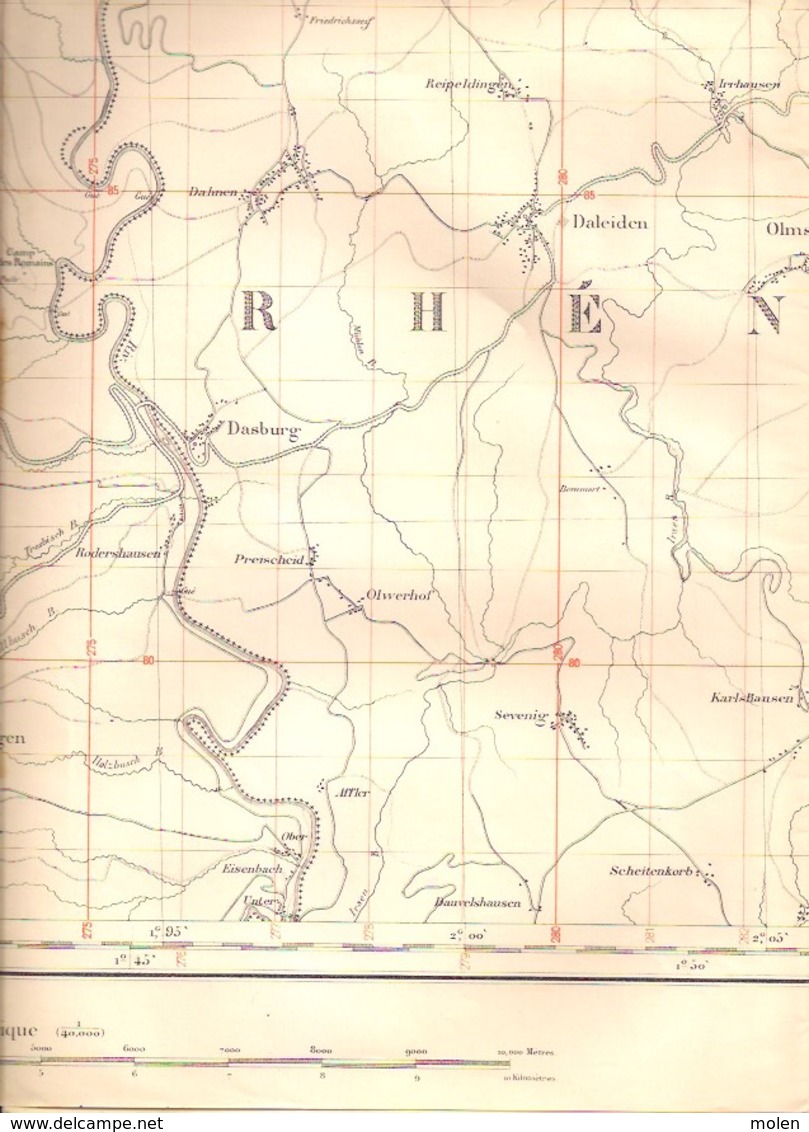 LIMERLE Gouvy Mesure 1872-1925 CARTE D ETAT-MAJOR 61 CLERVAUX DASBURG NEUERBURG HOSINGEN TROISVIERGES HACHIVILLE S417