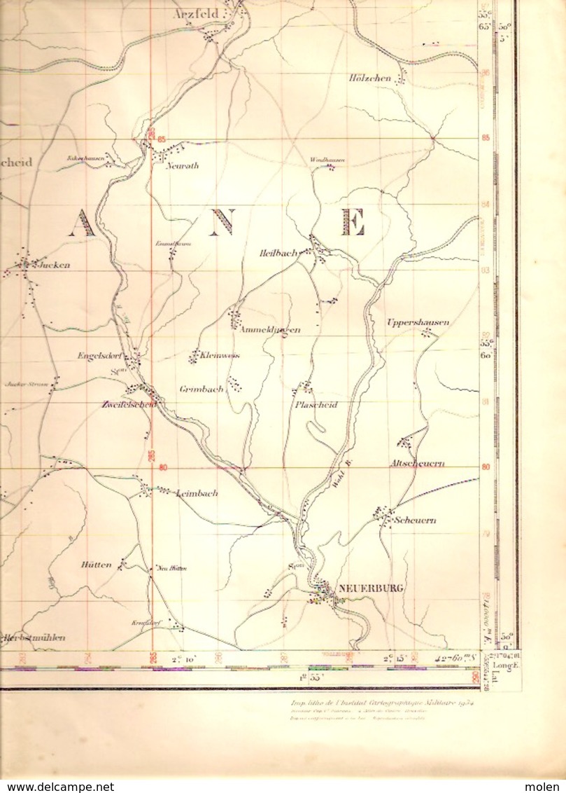 LIMERLE Gouvy Mesure 1872-1925 CARTE D ETAT-MAJOR 61 CLERVAUX DASBURG NEUERBURG HOSINGEN TROISVIERGES HACHIVILLE S417