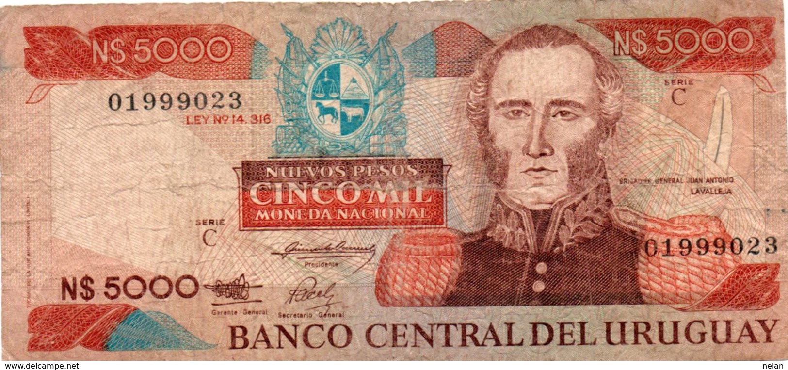 URUGUAY 5000 NUEVOS PESOS 1983 P-65a3 - Uruguay