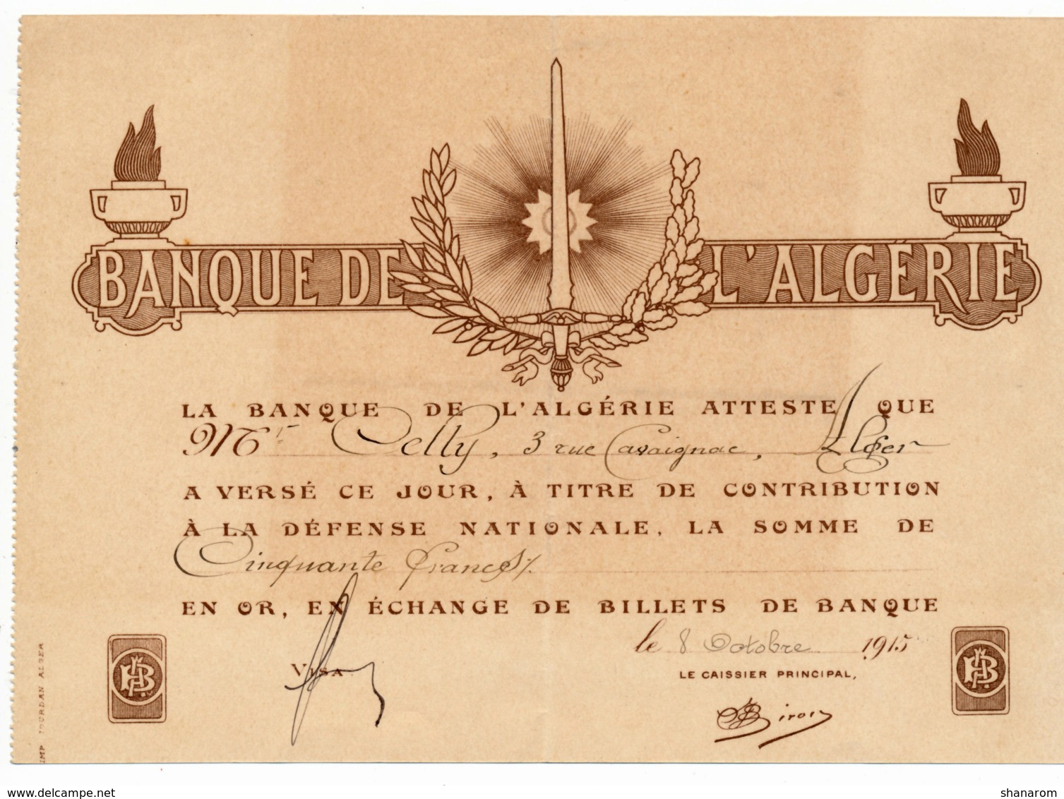BONS DE LA DEFENSE NATIONALE (Différentes Dates) & Banque De L'Algérie & Emprunt National - Bons & Nécessité
