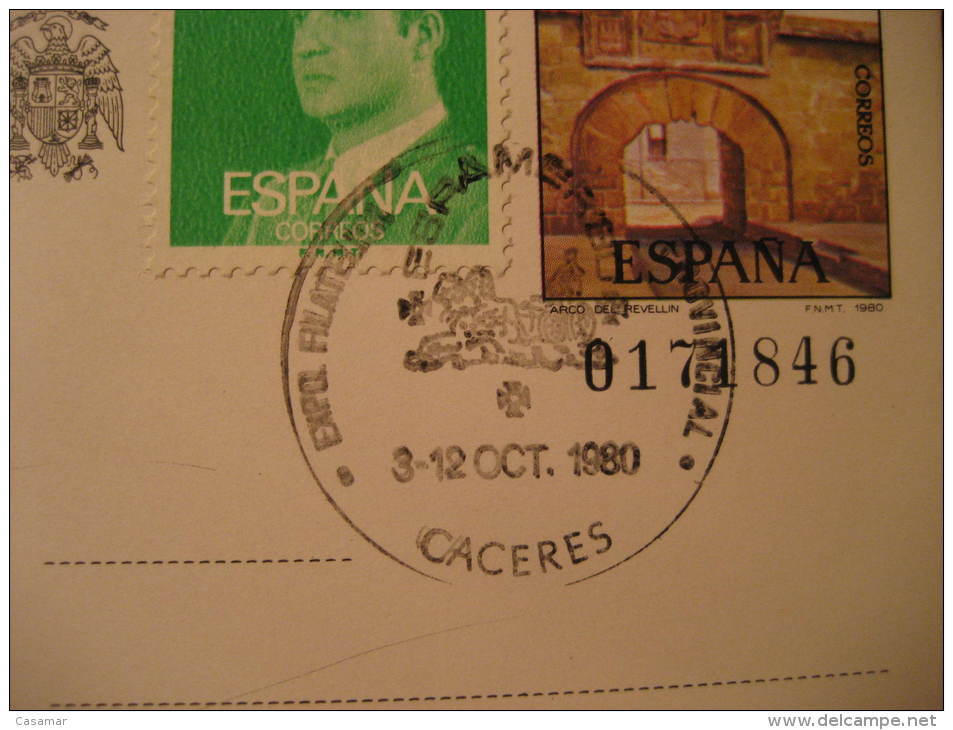 CACERES 1980 Exposicion Filatelica ESPAMER America EXTREMADURA Cancel Postal Stationery Card SPAIN Espa&ntilde;a - Cartas & Documentos