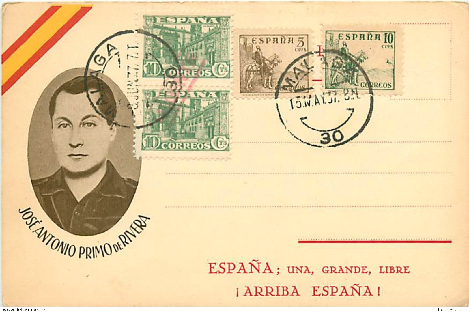 Espagne. 7 documents de propagande franquiste + 1 fragment de lettre  1937