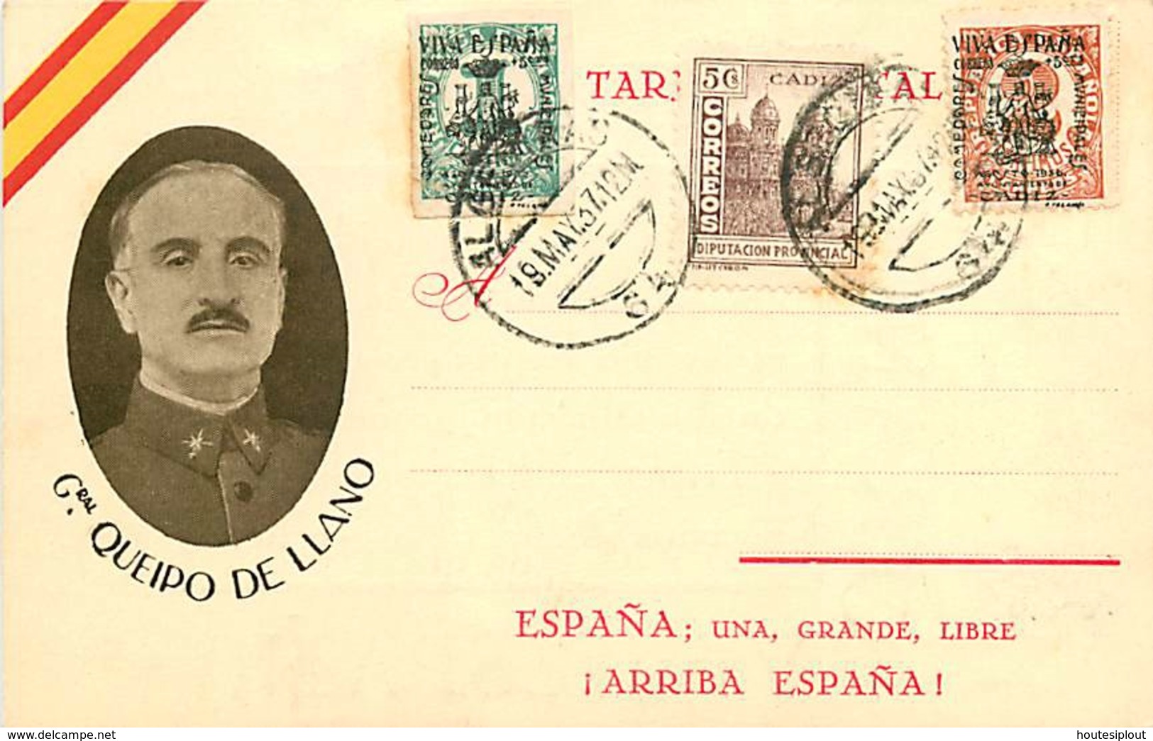 Espagne. 7 documents de propagande franquiste + 1 fragment de lettre  1937