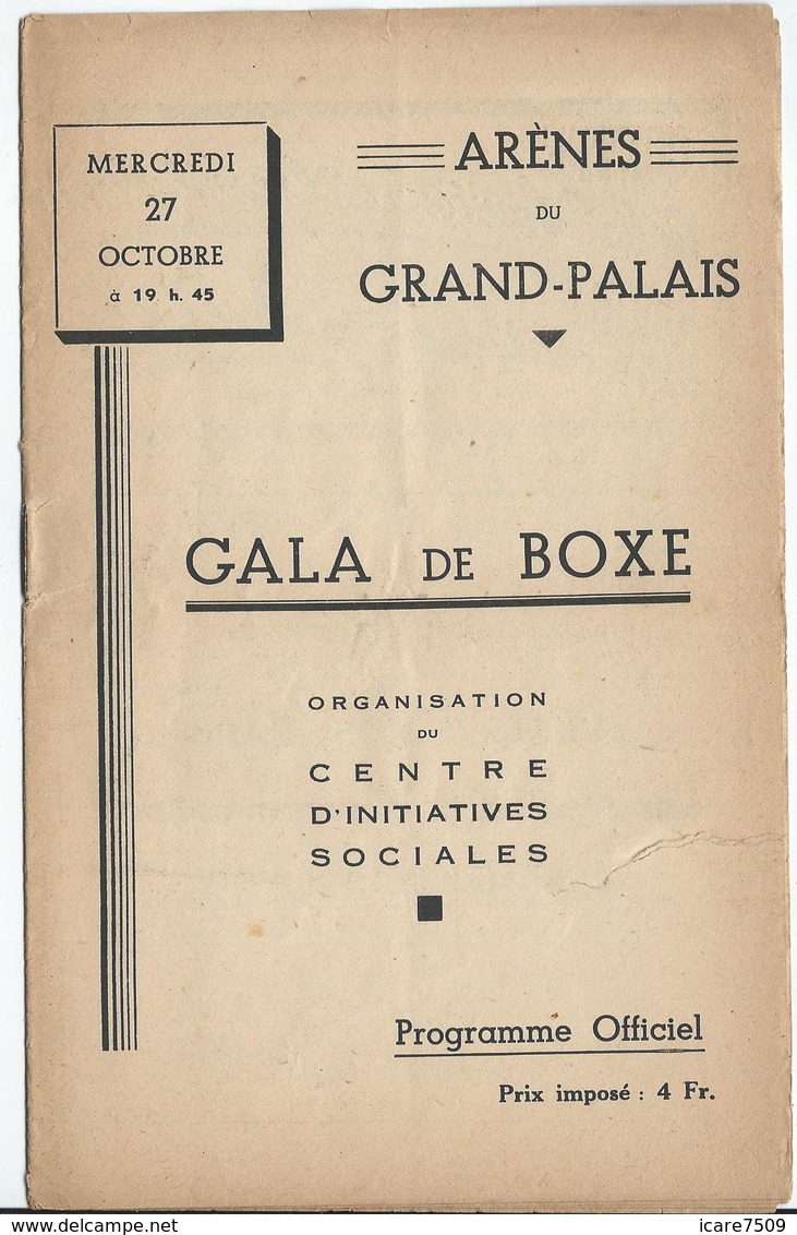 PARIS - Arènes Du Grand-Palais - Gala De Boxe Du 27 Octobre - 8 Pages - Pub. De Propagande Vichyste - Programmes