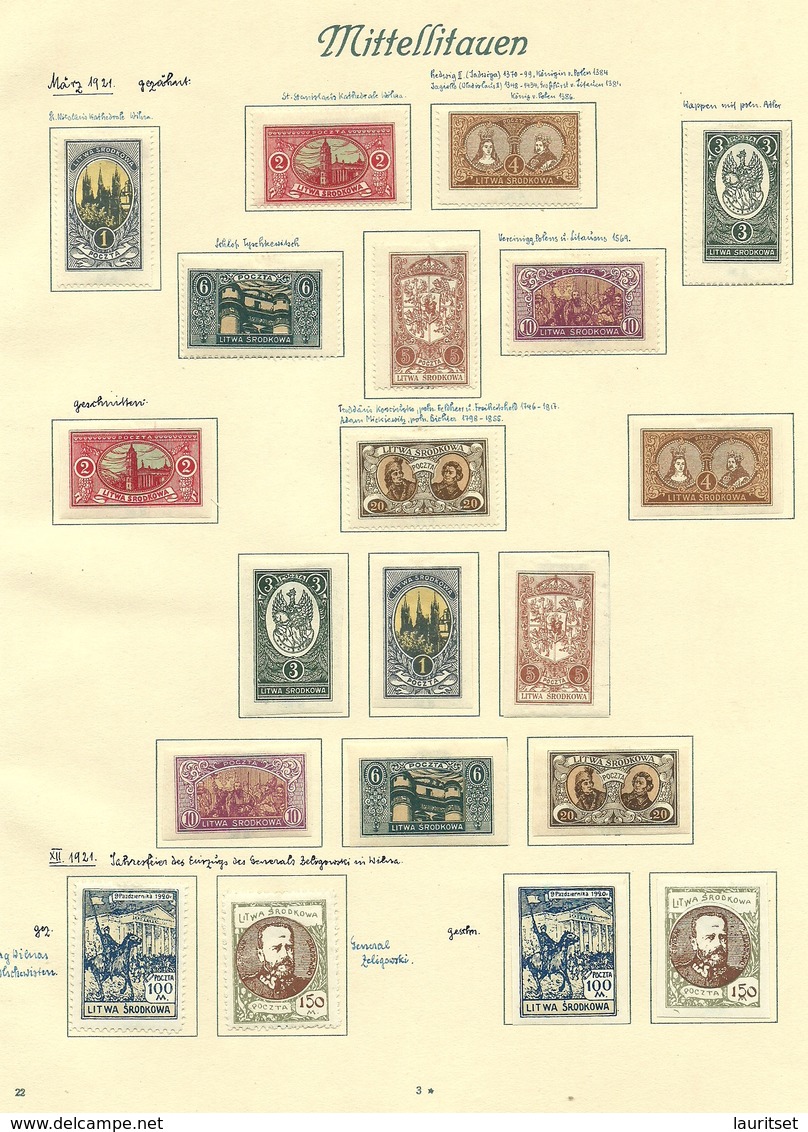 Mittellitauen Central Lithuania 1920/21 Practically Complete Collection ! - Lituanie