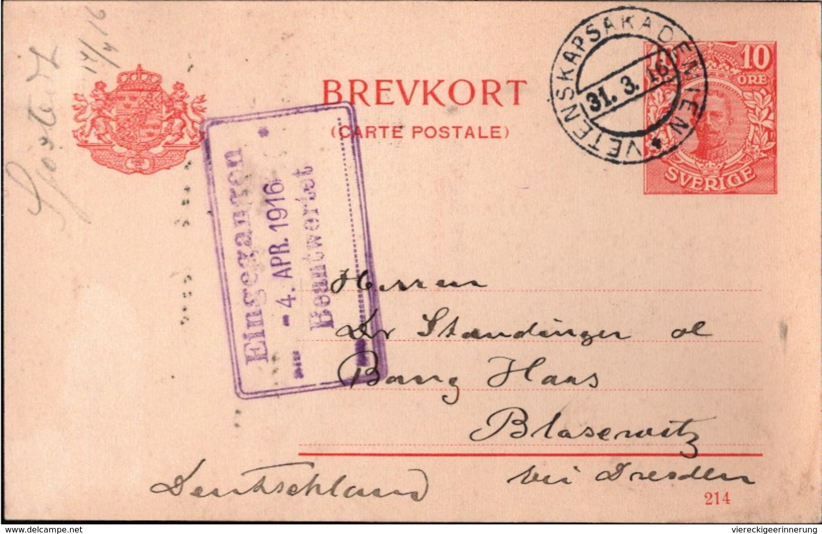 ! 14 Ganzsachen Schweden, Sweden, 1912-1920, Entomologie, Dresden Blasewitz, Autographen - Ganzsachen