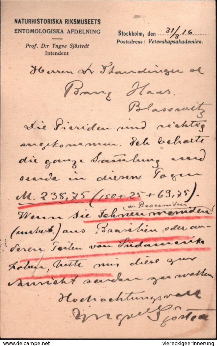 ! 14 Ganzsachen Schweden, Sweden, 1912-1920, Entomologie, Dresden Blasewitz, Autographen - Ganzsachen