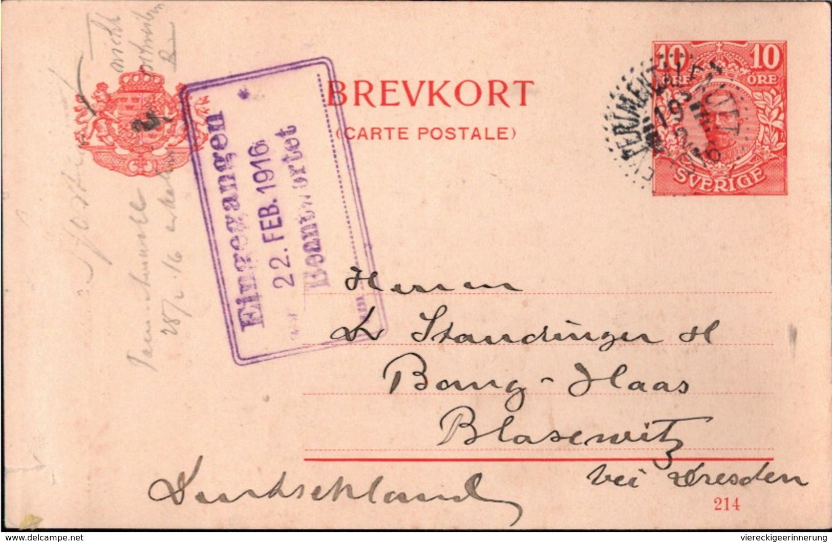 ! 14 Ganzsachen Schweden, Sweden, 1912-1920, Entomologie, Dresden Blasewitz, Autographen - Ganzsachen