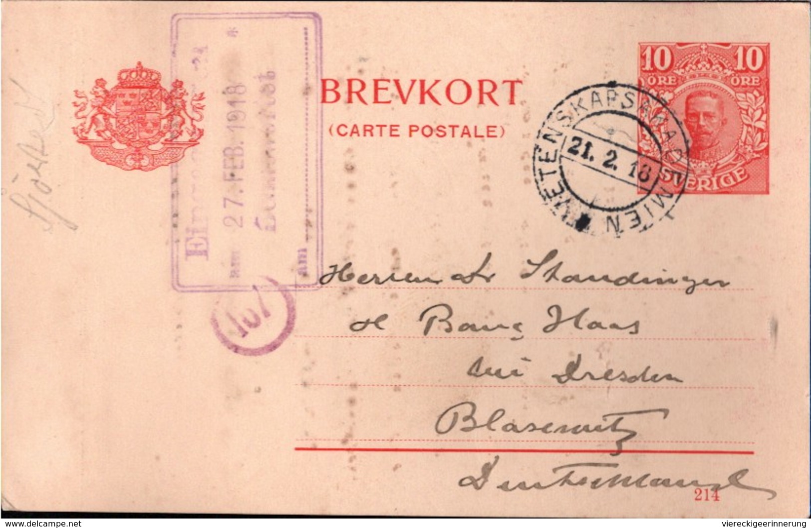 ! 14 Ganzsachen Schweden, sweden, 1912-1920, Entomologie, Dresden Blasewitz, Autographen