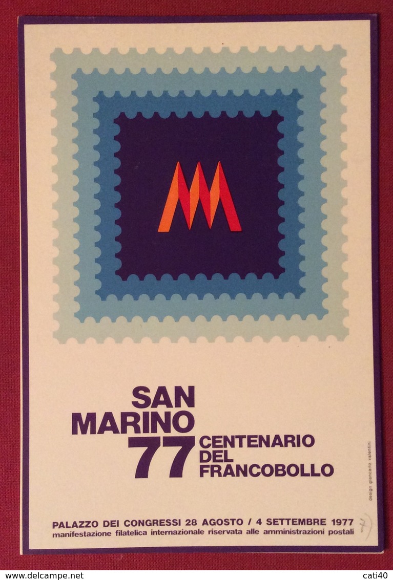 FILATELIA SAN MARINO 77 CENTENARIO DEL FRANCOBOLLO  CARTOLINA N.V. - Altri & Non Classificati