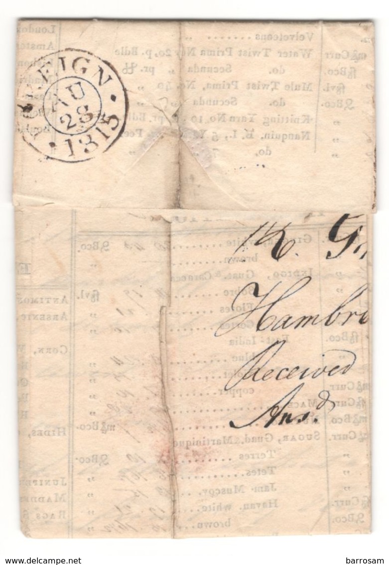 HAMBURG 18AUGUST1815!!!to LONDON - Prephilately