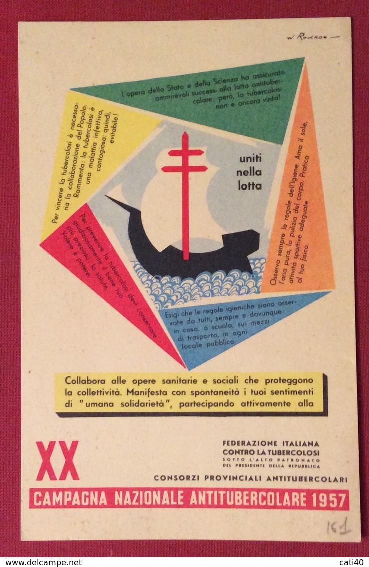 XX CAMPAGNA NAZIONALE ANTITUBERCOLARE 1957 CARTOLINA N.V. - Altri & Non Classificati