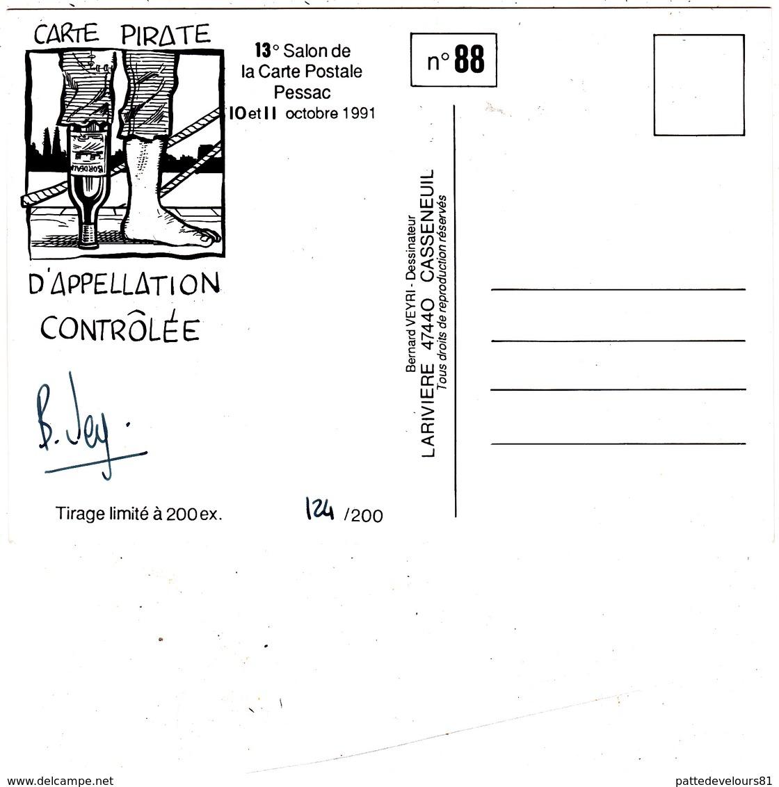 CPM Pirate Carte Pirate (33) PESSAC 1991 MONTAIGNE Tirage Limité Signée Illustrateur B. VEYRI - Borse E Saloni Del Collezionismo