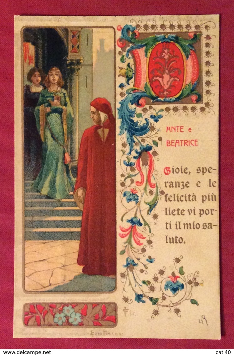 I GRANDI AMORI NELLA STORIA DANTE E BEATRICE    CARTOLINA N.V. - Altri & Non Classificati