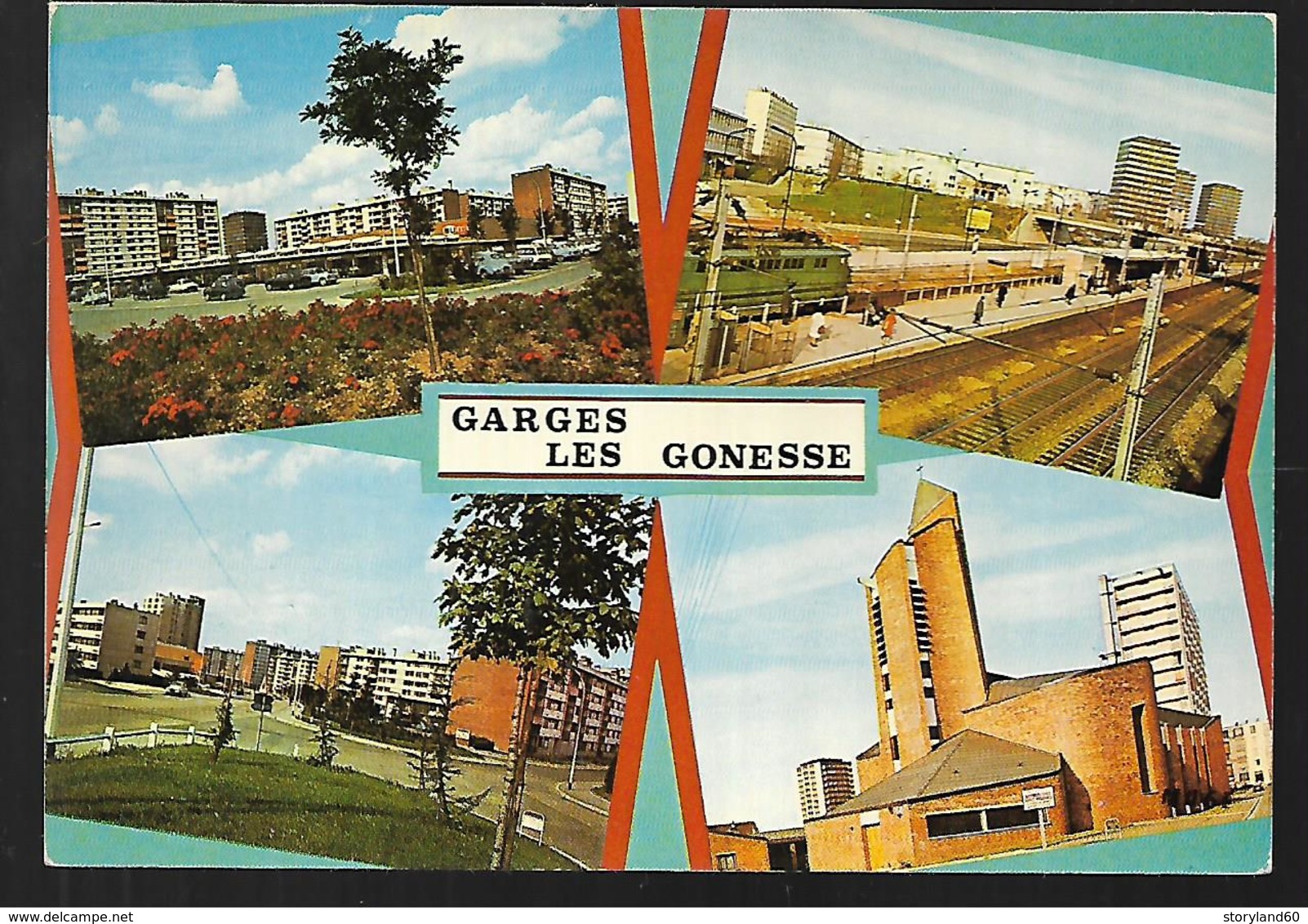 Cpm 9518586 Garges Les Gonesse  4 Vues Non Situées  Sur Carte , Gare , église  , Commerces - Garges Les Gonesses