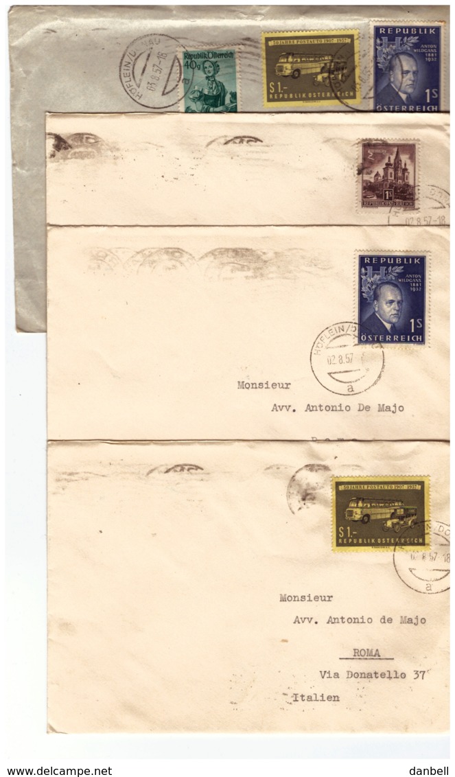 OS20)AUSTRIA 1957 Storia Postale  4 Lettere Per ROMA - Covers & Documents