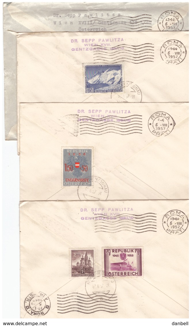 OS20)AUSTRIA 1957 Storia Postale  4 Lettere Per ROMA - Covers & Documents