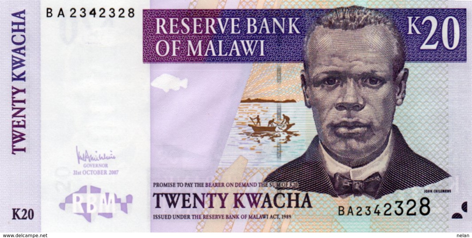 MALAWI 20 KWACHA 2007 P-52 UNC - Malawi