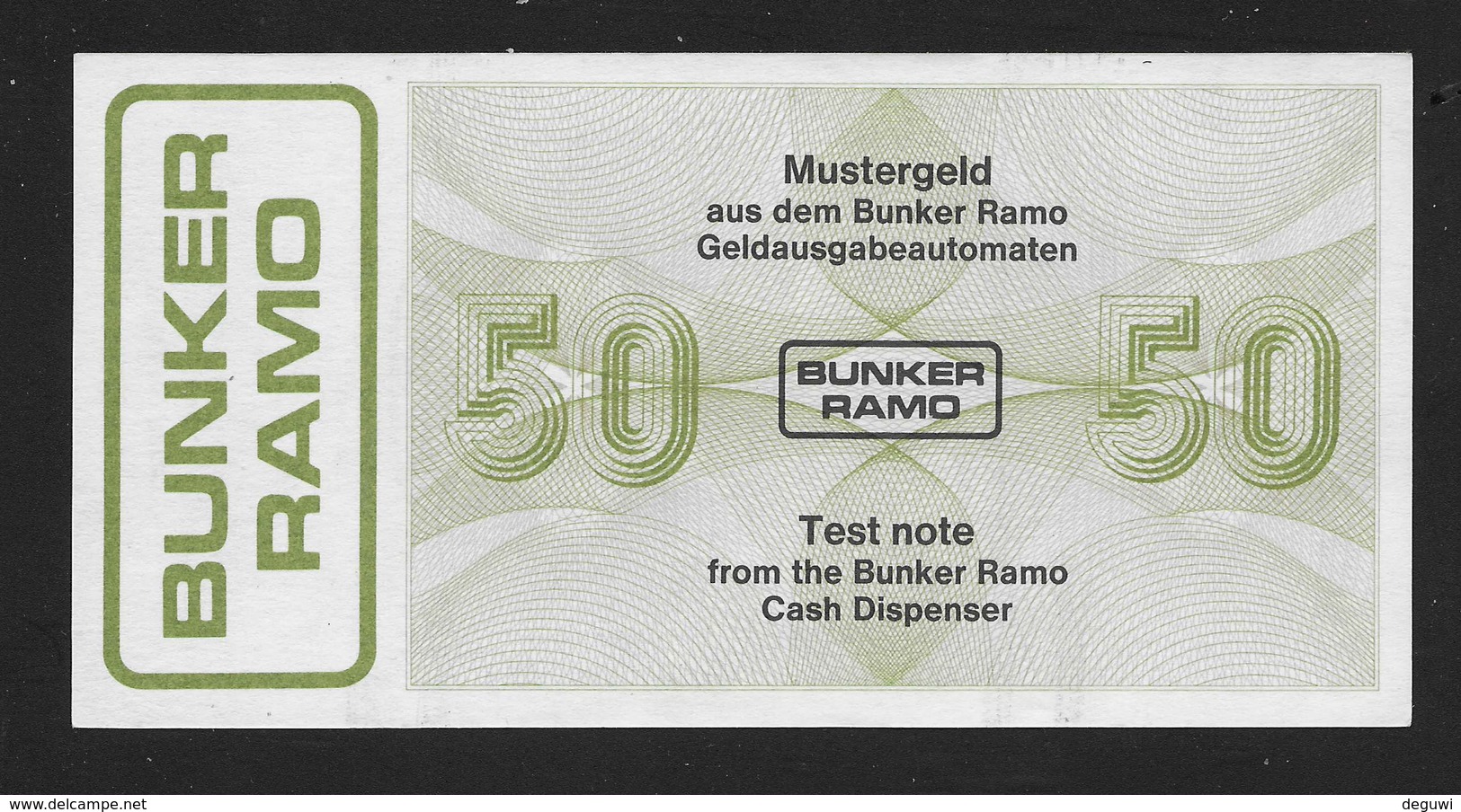 Test Note "BUNKER RAMO - TRÜB" Testnote, Typ B, 50 Units, Beids. Druck, RRRRR, UNC - Schweiz