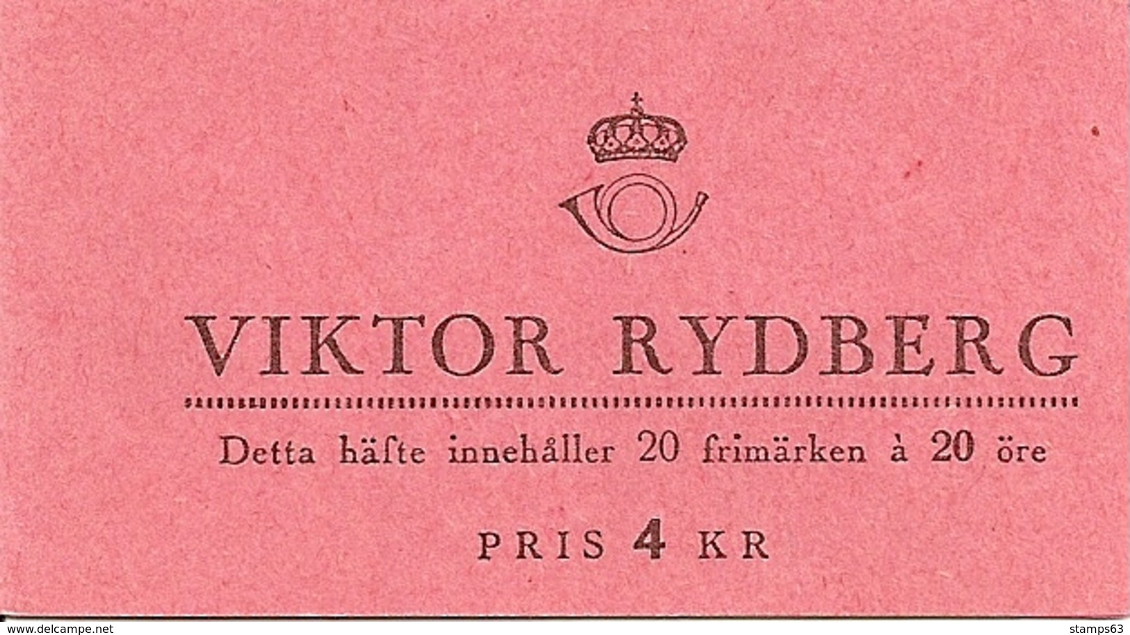SWEDEN, 1945, Booklet 74 (Facit), Mi 314, Rydnerg, Author, Poet - 1904-50