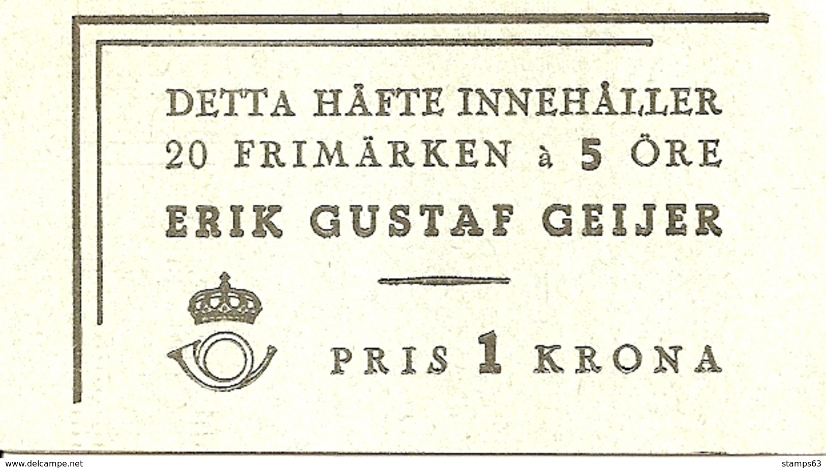 SWEDEN, 1947, Booklet 81 (Facit), Mi 327, Geijer, Poet - 1904-50