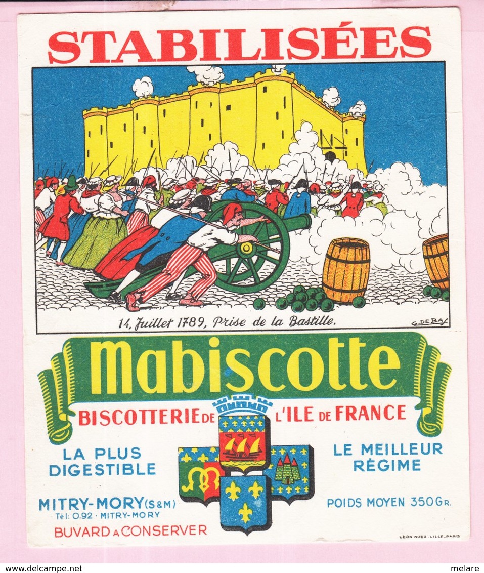 Buvard Biscottes MABISCOTTE 14 Juillet 1789 Bastille - Biscottes