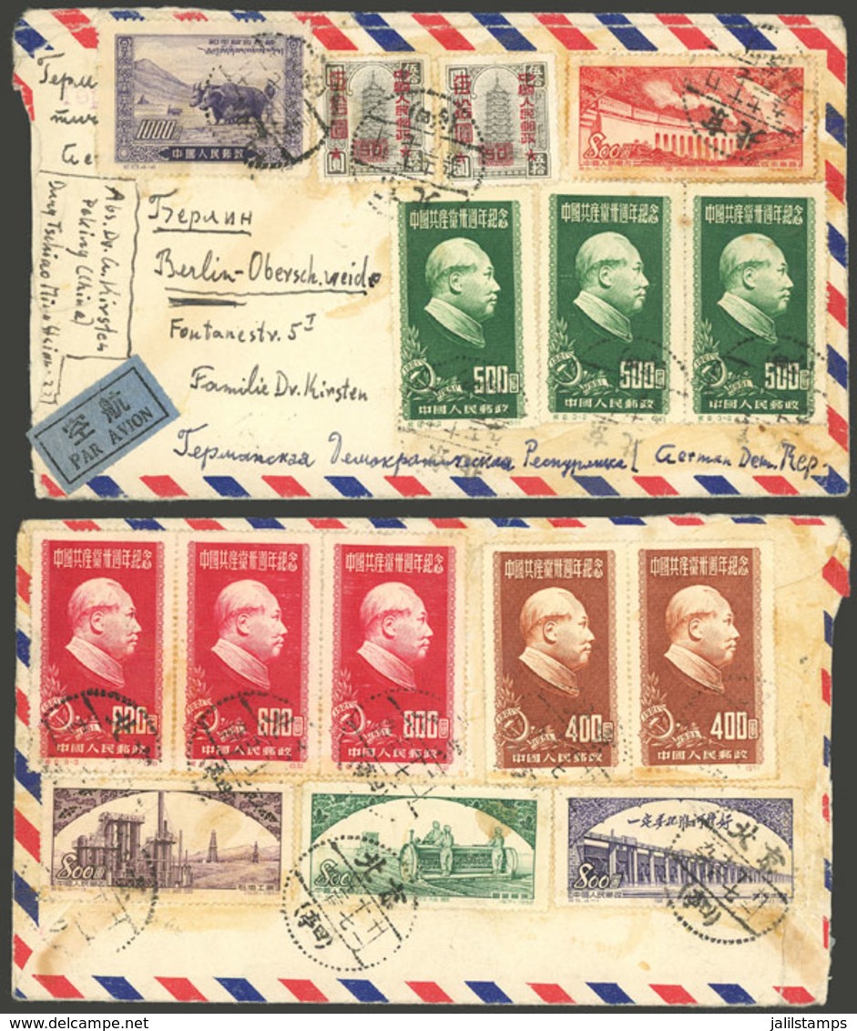 CHINA: Sc.105/107, 1951 Mao Tse-tung, Several Examples Of Each Value + Other Issues Franking An Airmail Cover Sent From  - Usati