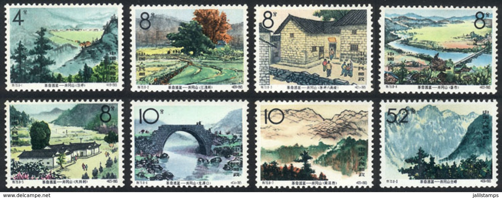 CHINA: Sc.834/841, 1965 Jinggangshan Mountain, Cmpl. Set Of 8 Values, Mint Very Lightly Hinged, VF Quality! - Oblitérés