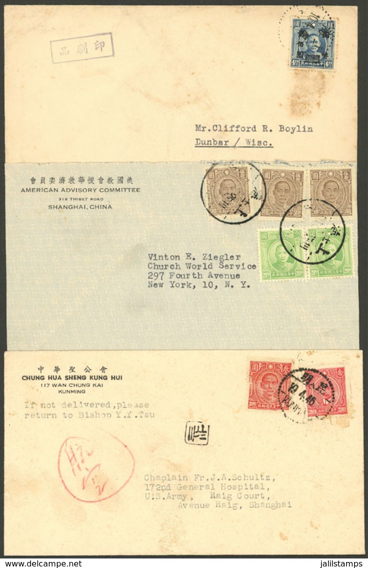 CHINA: 3 Covers Used In 1940s With Nice Postages, Interesting! - Briefe