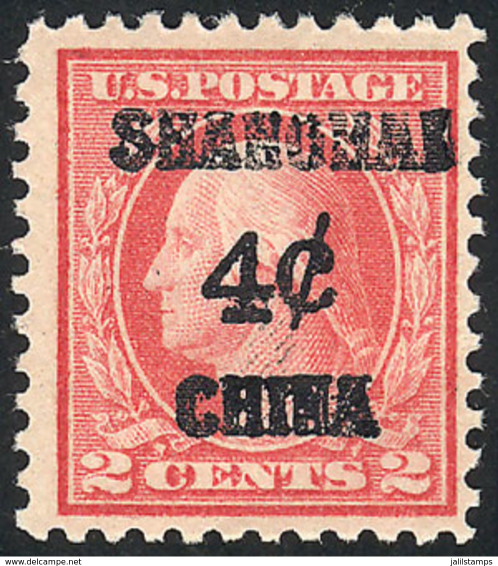 UNITED STATES - OFFICES IN CHINA: Sc.K2, 1919 4c. On 2c. Rose, MNH, Excellent Quality! - Autres & Non Classés