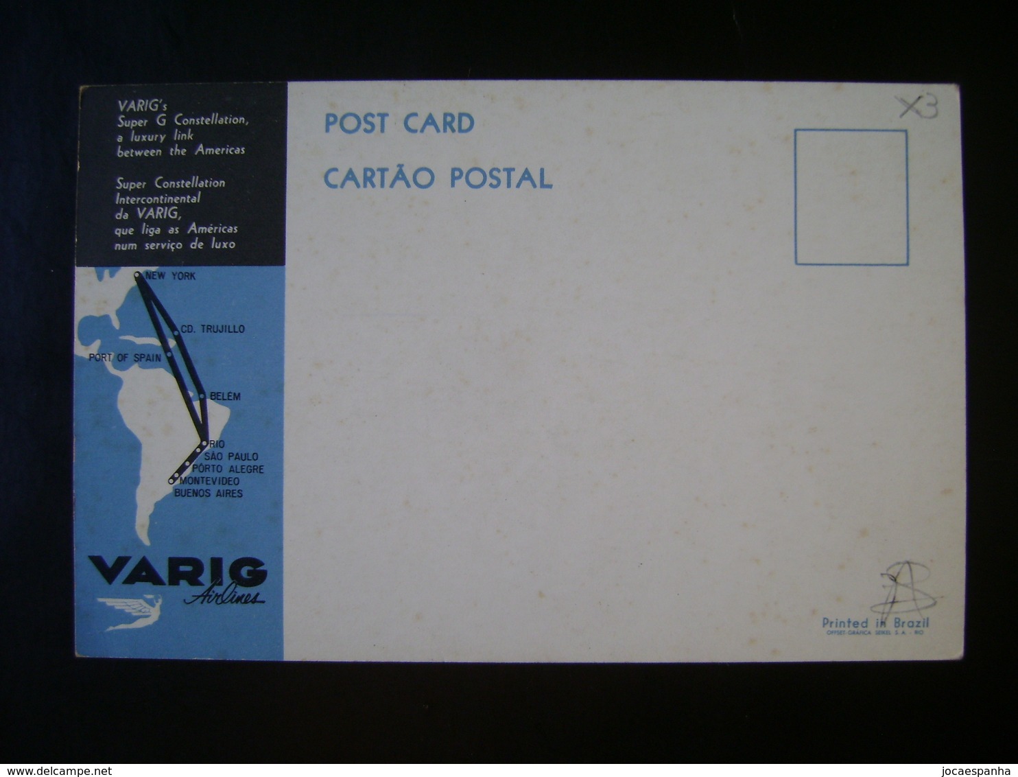 AIRPLANE POSTCARD "CONSTELLATION" FROM THE VARIG COMPANY (BRAZIL) IN THE STATE - 1946-....: Era Moderna