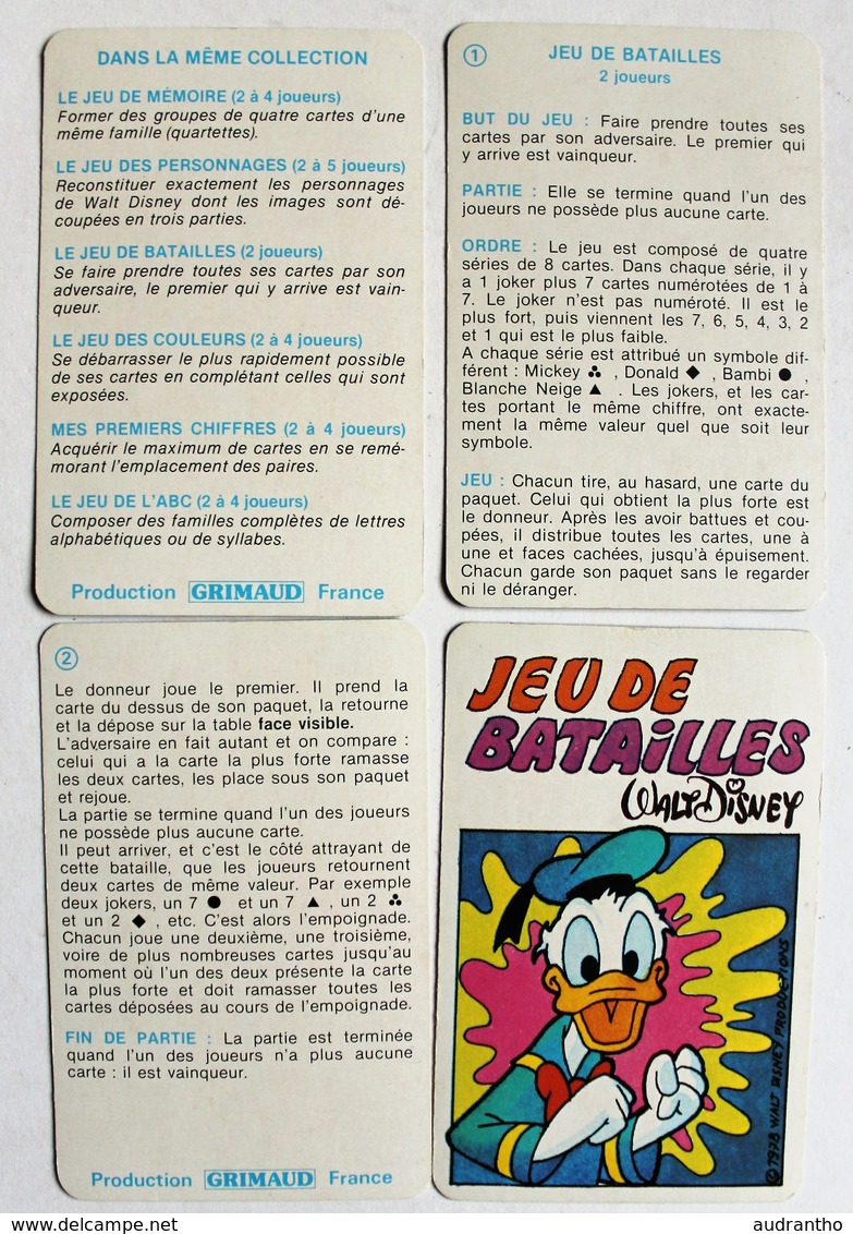 1978 beau jeu de cartes Batailles Walt Disney Donald GRIMAUD