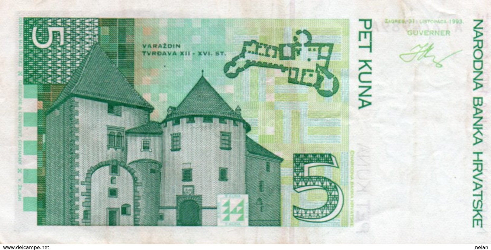 CROAZIA -HRVATSKA-5 KUNA 1993 P-28a XF - Croazia