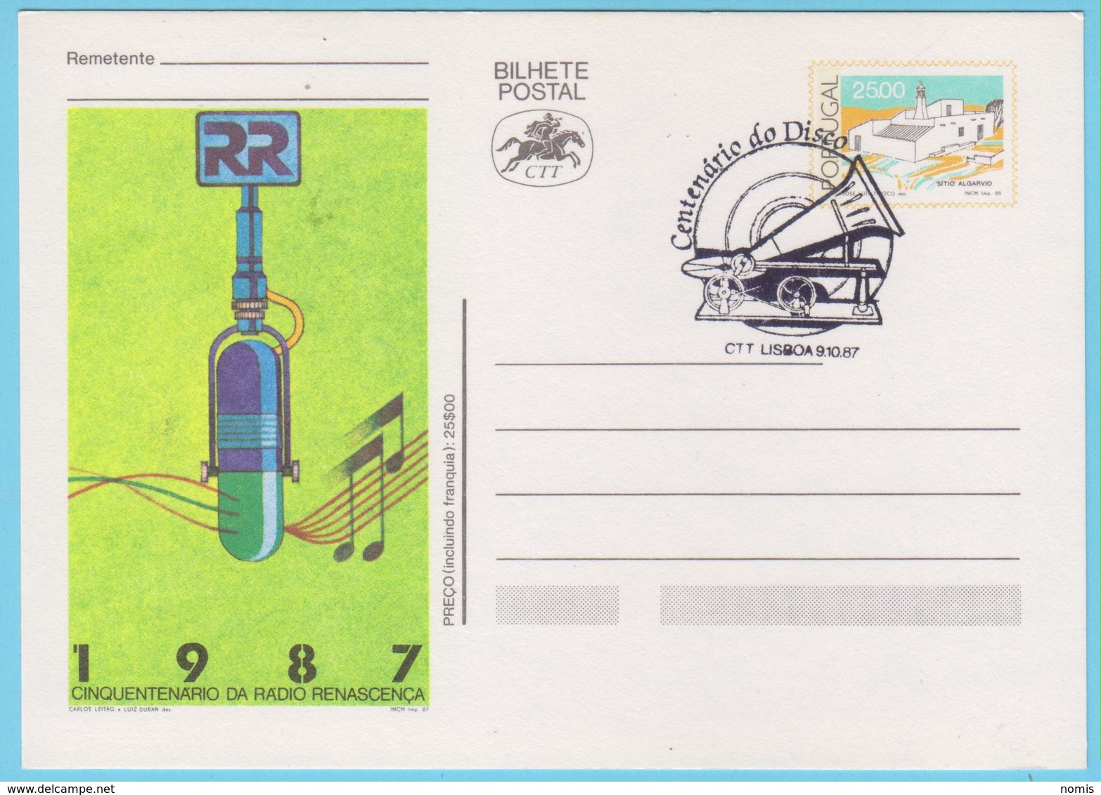 J.M.19 - Portugal - N° 25 - Entier Postal - Diffusion Du Son - Music