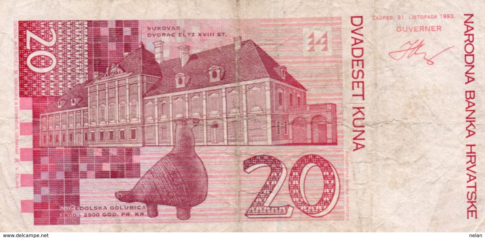 CROAZIA -HRVATSKA-20 KUNA 1993 P-30a - Croazia