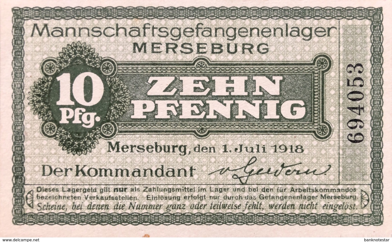 Germany 10 Pfennig, Lager Merseburg 1918, Prisoner Of War Money, UNC - Other & Unclassified