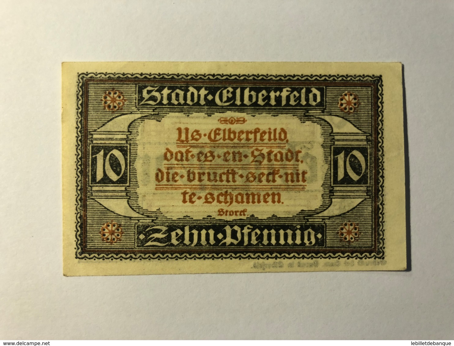 Allemagne Notgeld Elberfeld 10 Pfennig - Collections