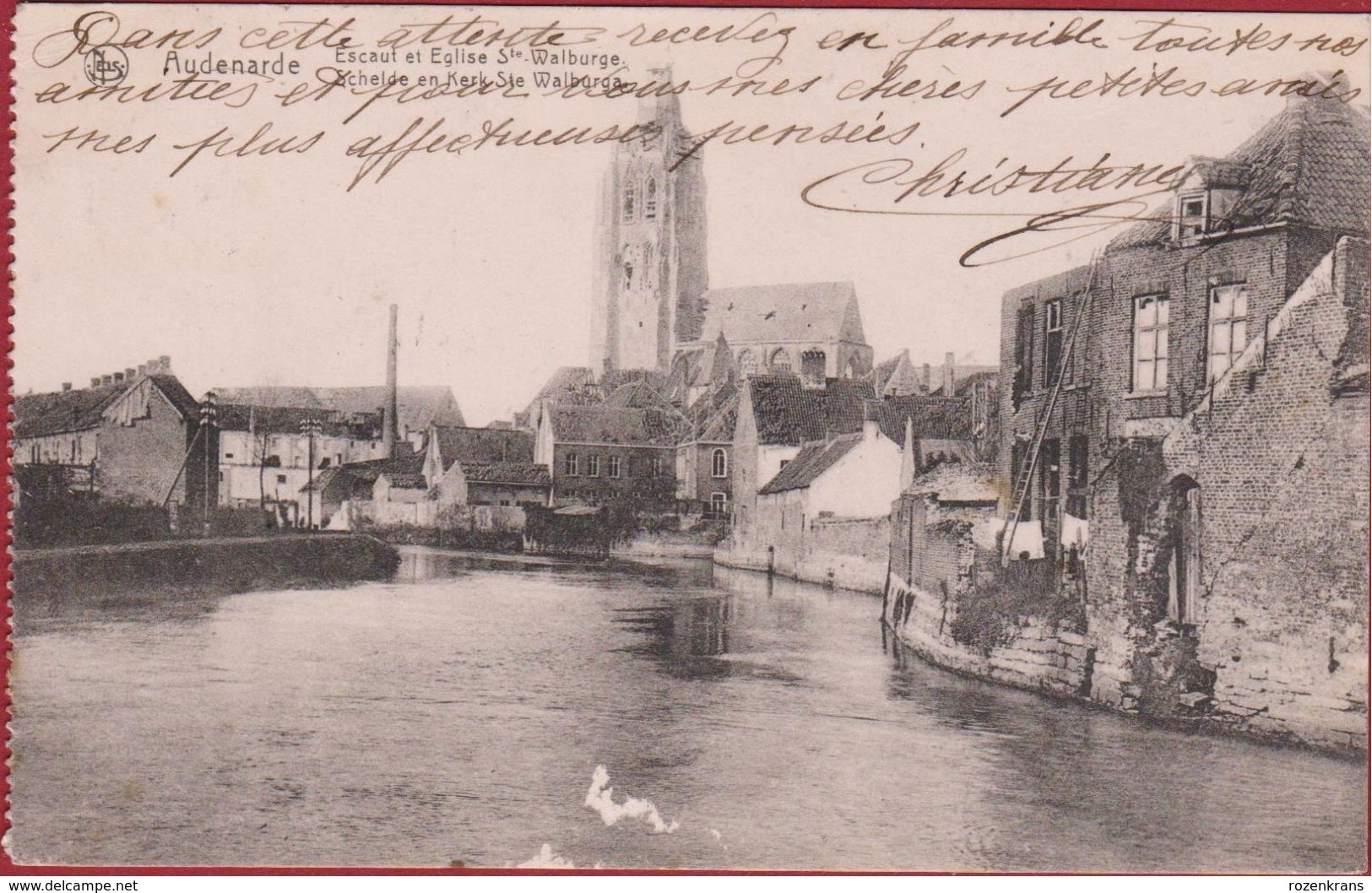Oudenaarde Audenarde Schelde En Kerk Ste Walburga (beschadigd) 1920 - Oudenaarde
