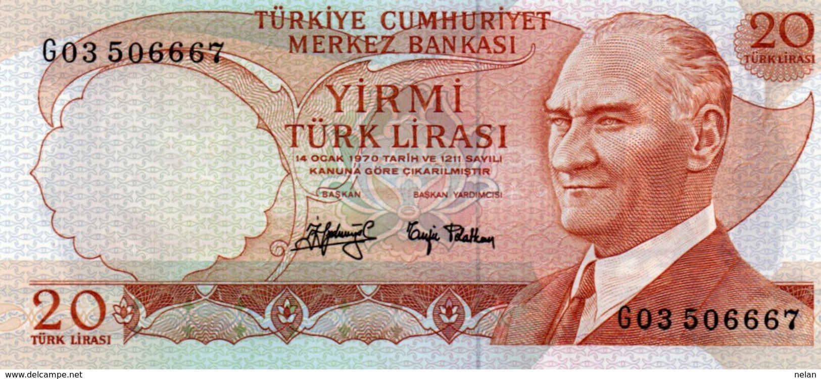 LOTTO 3 BANCONOTE TURKEY- 1 MILL,20,5 LIRA -UNC,XF VG - Turchia