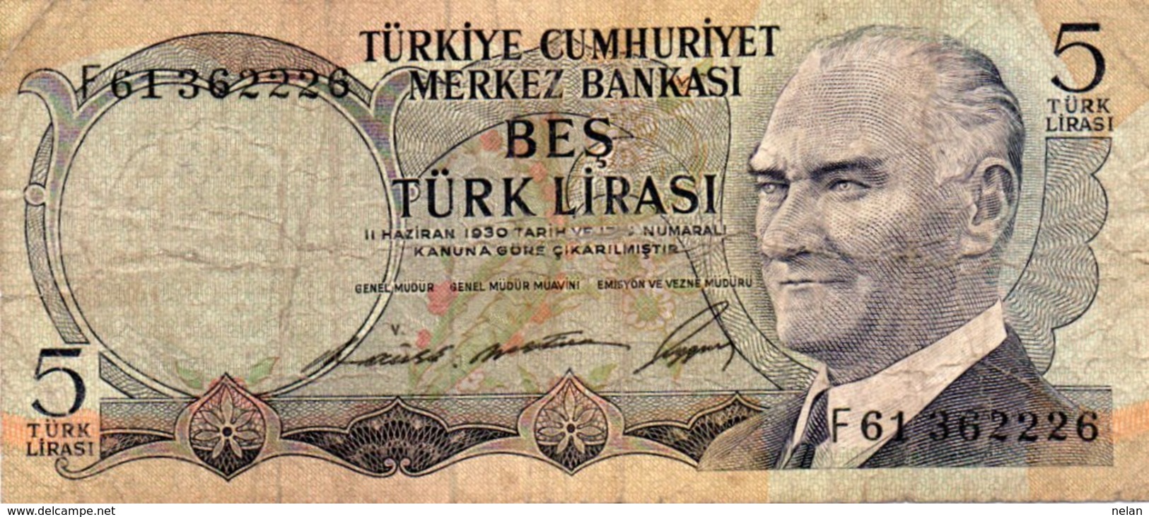 LOTTO 3 BANCONOTE TURKEY- 1 MILL,20,5 LIRA -UNC,XF VG - Turkey