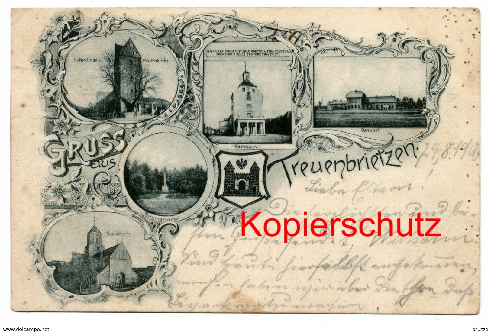 Treuenbrietzen 1900, Bahnhof + Rathaus ... - Nach Brünkendorf, Kr. Ost-Prignitz - Treuenbrietzen