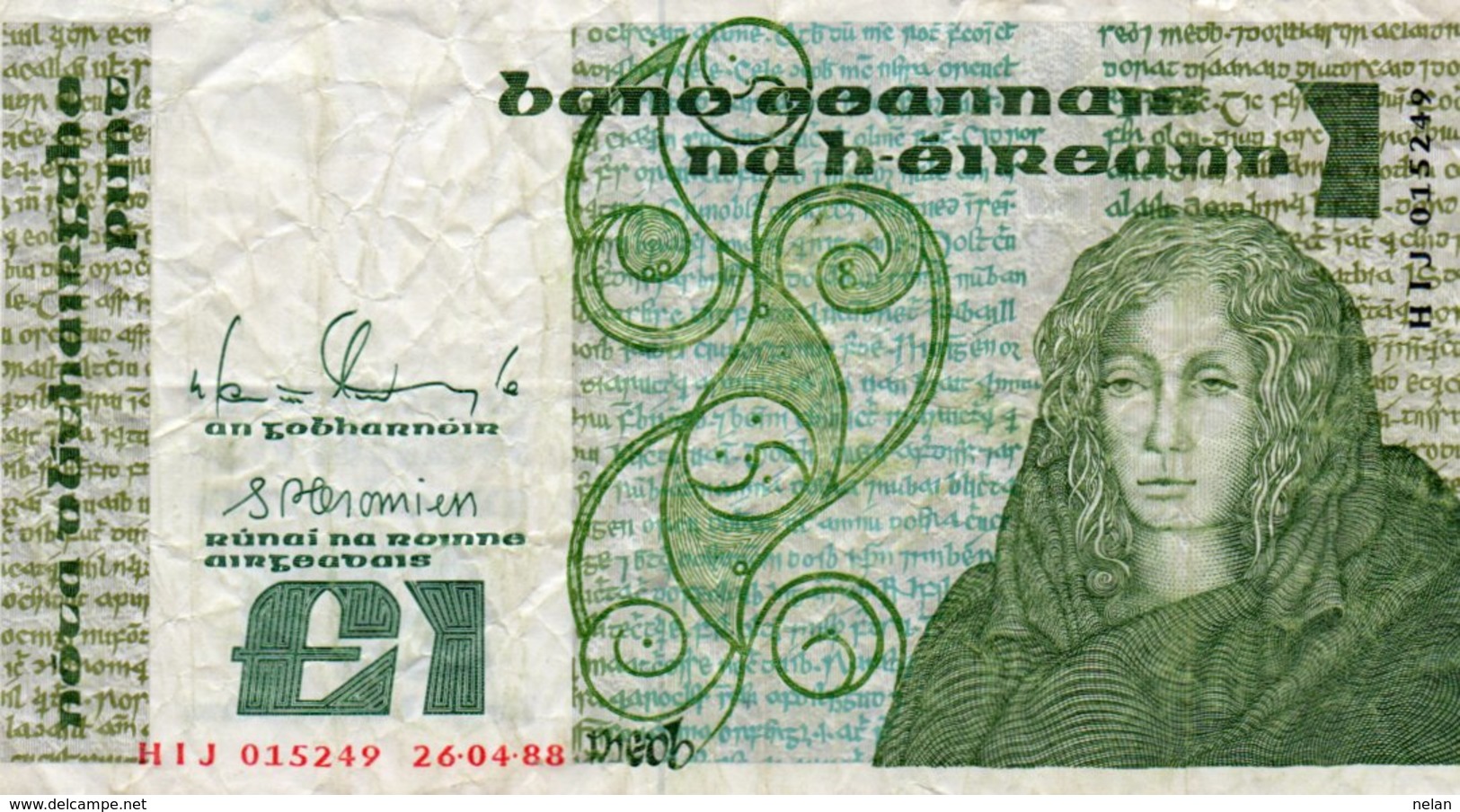 IRELAND-IRLANDA 1 POUND 1988 P-70d2 - 1 Pound