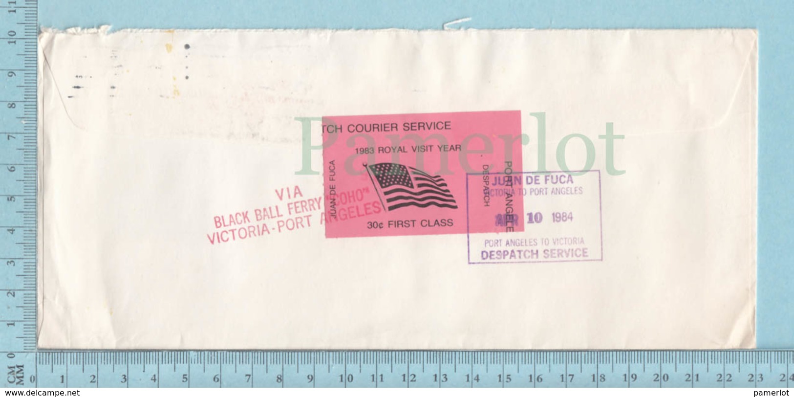 Canada - Greve Des Poste, Courrier Distribué Par Juan Fuca, Many Postmark "VIA Black Ball Ferry Coho..  And One Sticker, - Post