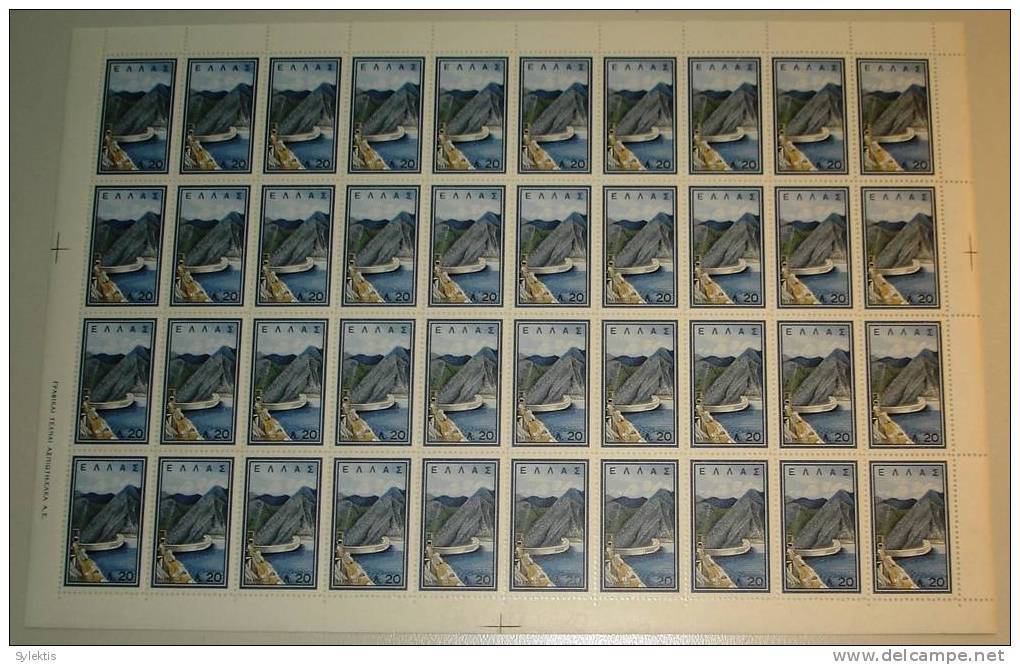 GREECE 1962 TAUROPOS DAM AND LAKE SHEET OF 50 MNH - Feuilles Complètes Et Multiples