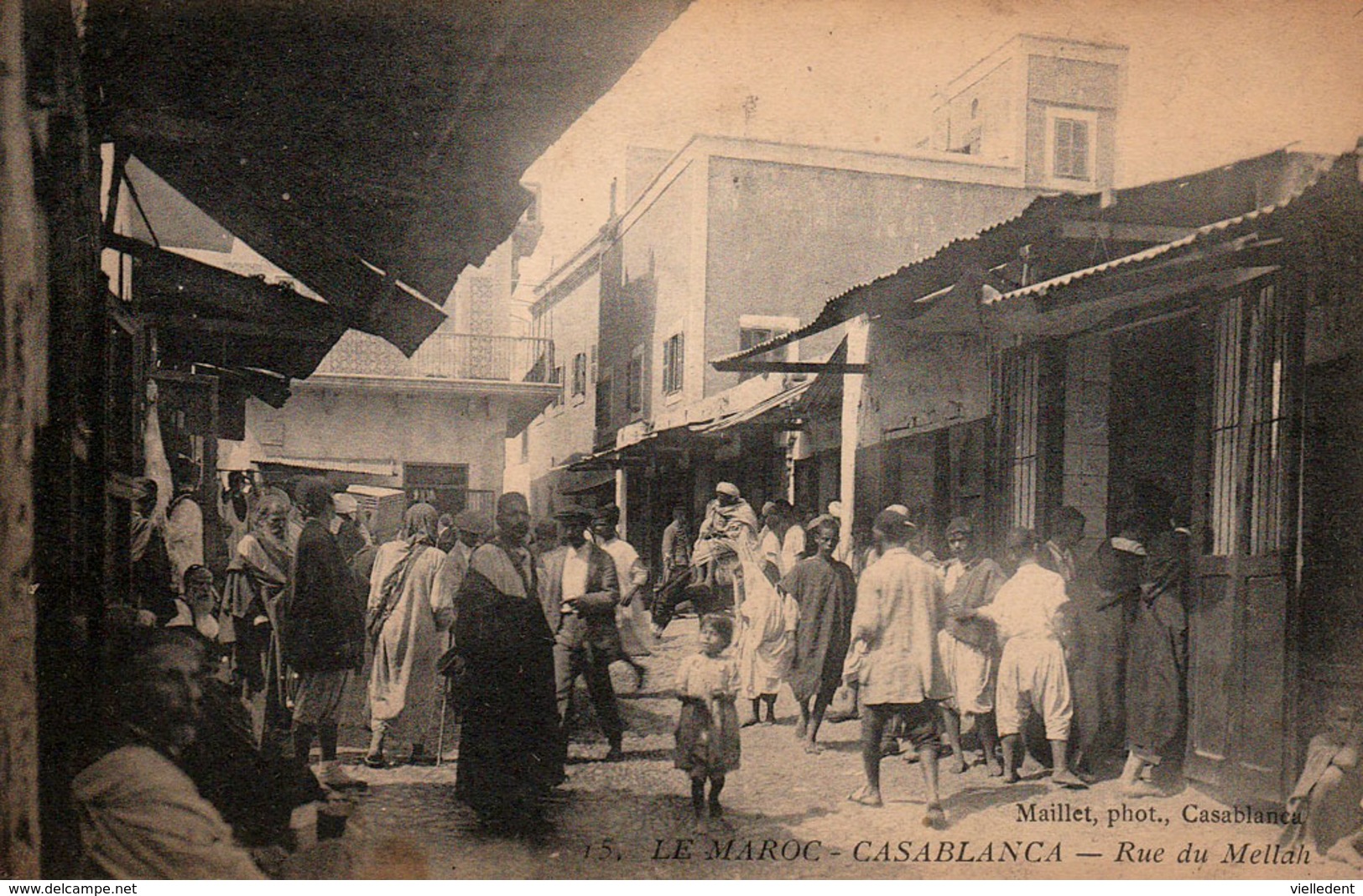 CASABLANCA - Rue Du Mellah - Photographe Maillet - Cpa Animée écrite En 1917 - Bon état - 2 Scans - Casablanca